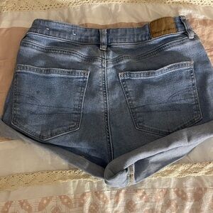 American eagle high waisted blue denim shorts, stretchy